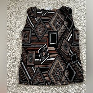 New Clio tank vintage pleated geometric pattern top shirt crop pleated medium